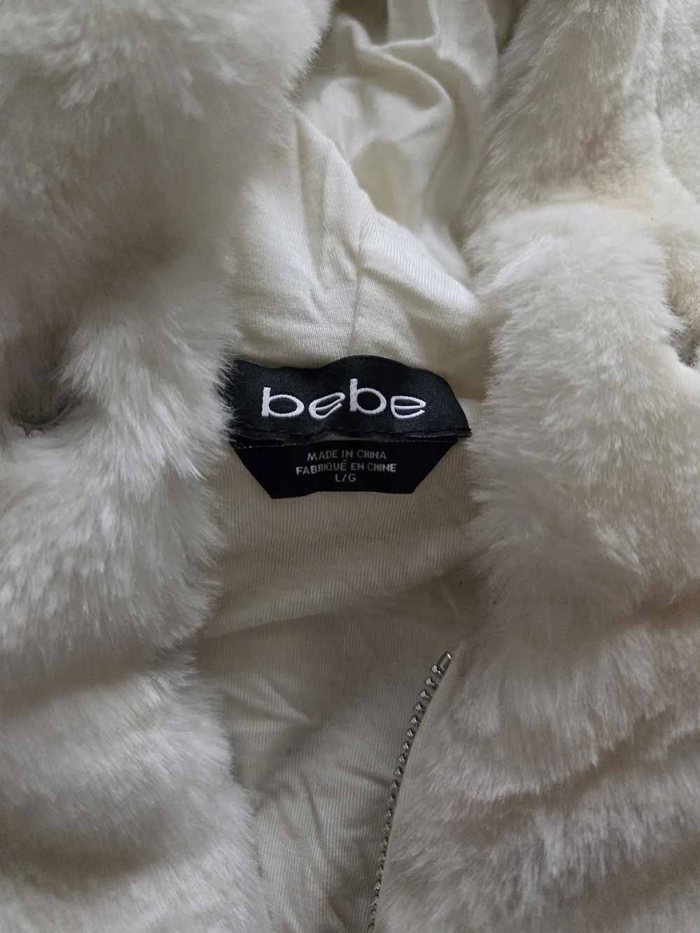 bebe Cream Faux-Fur Hooded Zip Teddy Jacket - Picture 7 of 12